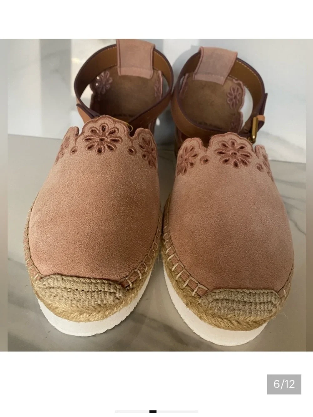 See By Chloe Glyn Suede Espadrille Cipria Color Size 8 Boho Cottage Feminine